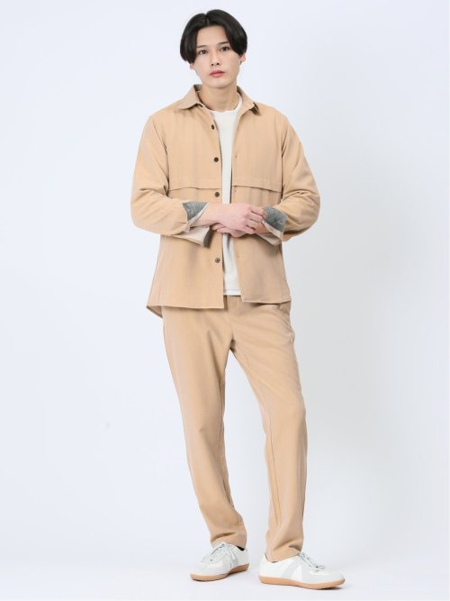 ストレッチ シャンブレーツイル シャツアウター(セットアップ可能)