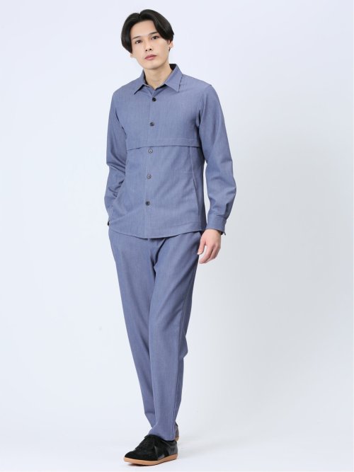 ストレッチ シャンブレーツイル シャツアウター(セットアップ可能)