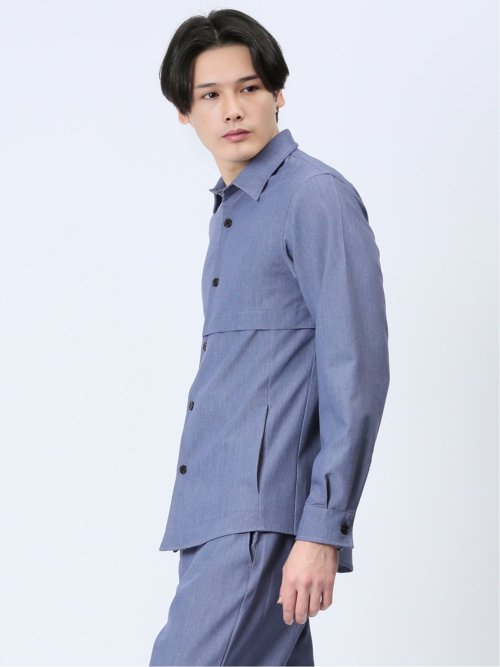 ストレッチ シャンブレーツイル シャツアウター(セットアップ可能)