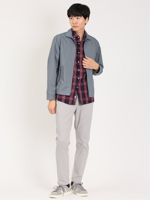 綿オンブレチェック ボタンダウン長袖シャツ