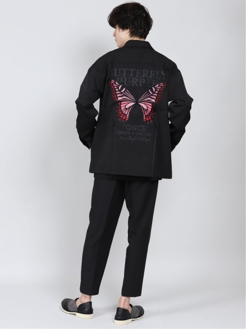 バタフライ刺繍 長袖BIGシャツ