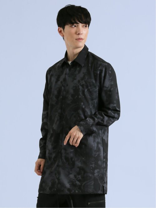 SHELLAC×SD マーブル柄 長袖ロングシャツ(M 05黒): トップス