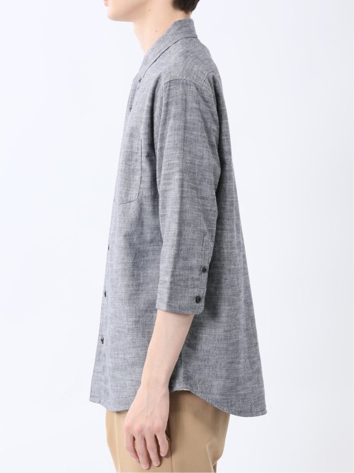 コットンリネン ボタンダウン7分袖シャツ