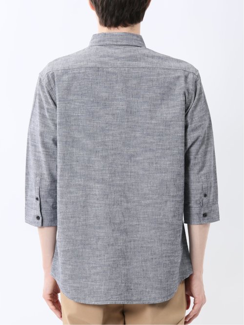 コットンリネン ボタンダウン7分袖シャツ