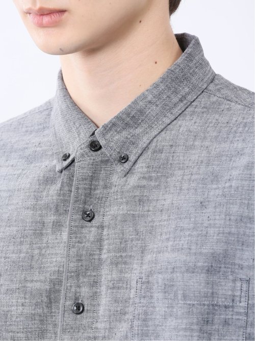 コットンリネン ボタンダウン7分袖シャツ