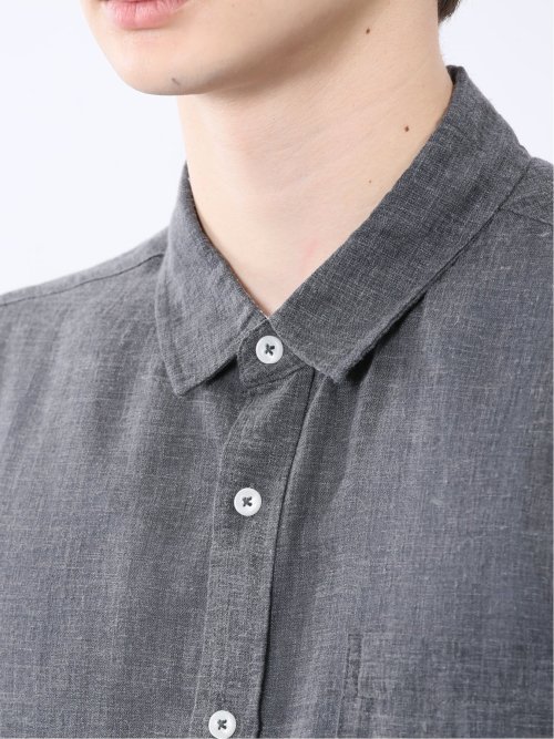 リネン混 レギュラーカラー7分袖シャツ