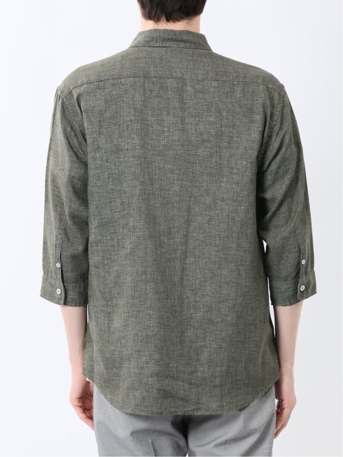 リネン混 レギュラーカラー7分袖シャツ