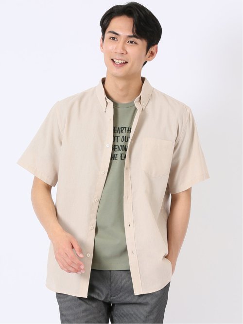 綿混オックス ボタンダウン 長袖シャツ(M 01白): トップス | TAKA-Q