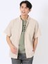 リネン混 ボタンダウン 半袖 シャツ