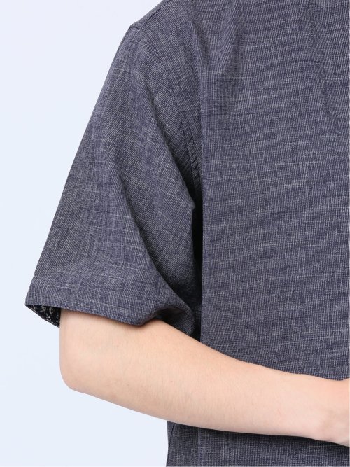 TechLinen バンドカラー半袖シャツ