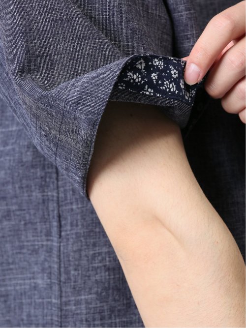 TechLinen バンドカラー半袖シャツ