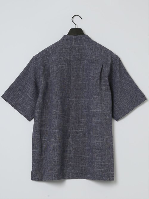 TechLinen バンドカラー半袖シャツ