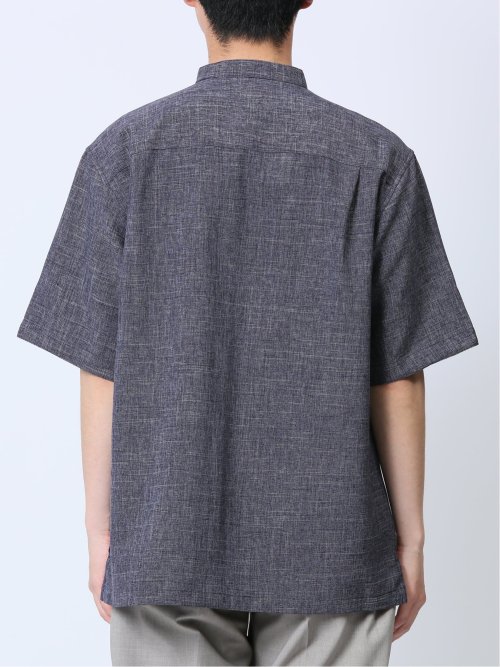 TechLinen バンドカラー半袖シャツ