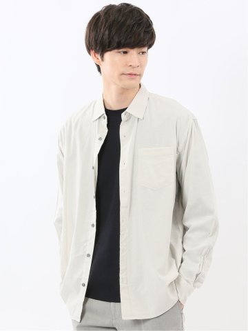 シャンブレー レギュラーカラー長袖シャツ