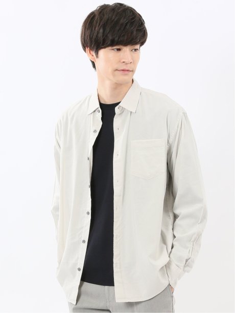 シャンブレー レギュラーカラー長袖シャツ