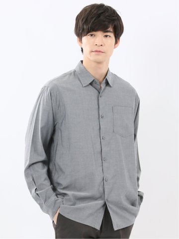 シャンブレー レギュラーカラー長袖シャツ