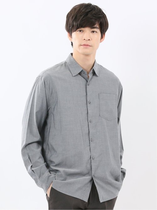 シャンブレー レギュラーカラー長袖シャツ