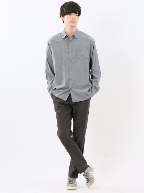 シャンブレー レギュラーカラー長袖シャツ