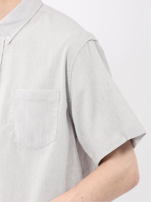 リネン混 楊柳 ボタンダウン半袖シャツ