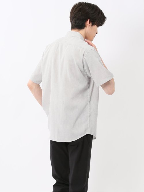 リネン混 楊柳 ボタンダウン半袖シャツ