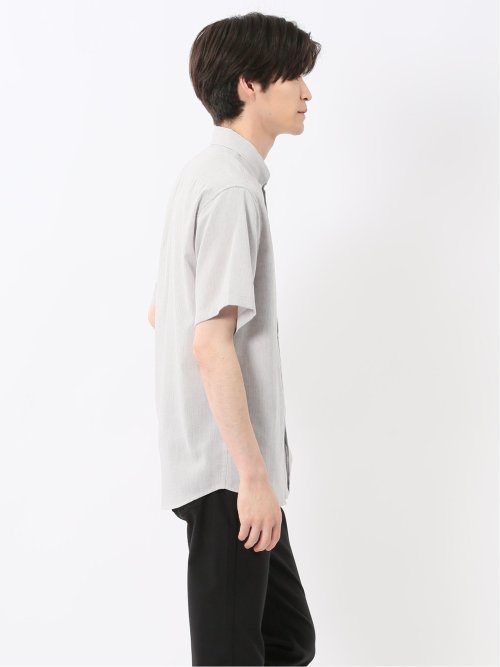 リネン混 楊柳 ボタンダウン半袖シャツ