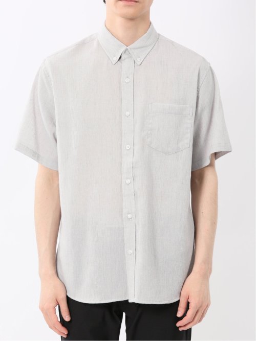 リネン混 楊柳 ボタンダウン半袖シャツ