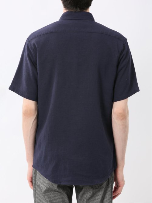 リネン混 楊柳 ボタンダウン半袖シャツ