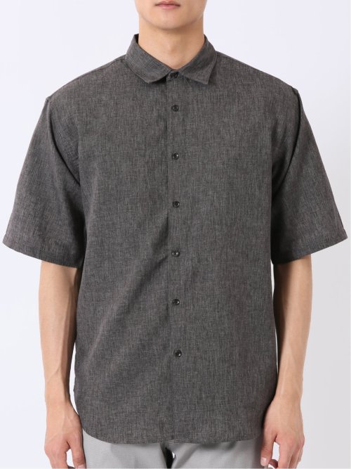 リネン混 レギュラーカラー 半袖 シャツ