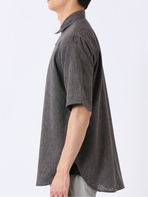 リネン混 レギュラーカラー 半袖 シャツ