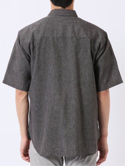 リネン混 レギュラーカラー 半袖 シャツ
