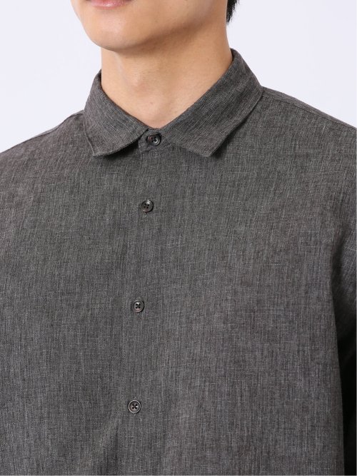 リネン混 レギュラーカラー 半袖 シャツ