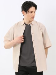 リネン混 レギュラーカラー 半袖 シャツ