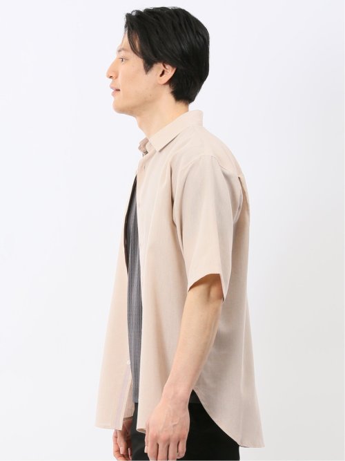 リネン混 レギュラーカラー 半袖 シャツ