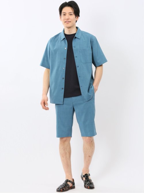 テックリネン レギュラーカラー 半袖 シャツ(セットアップ可能)
