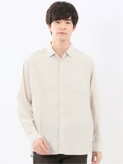 シャンブレーストライプ レギュラーカラー長袖シャツ