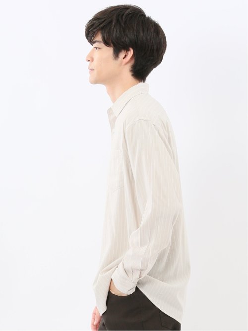 シャンブレーストライプ レギュラーカラー長袖シャツ