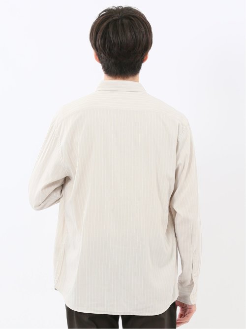 シャンブレーストライプ レギュラーカラー長袖シャツ