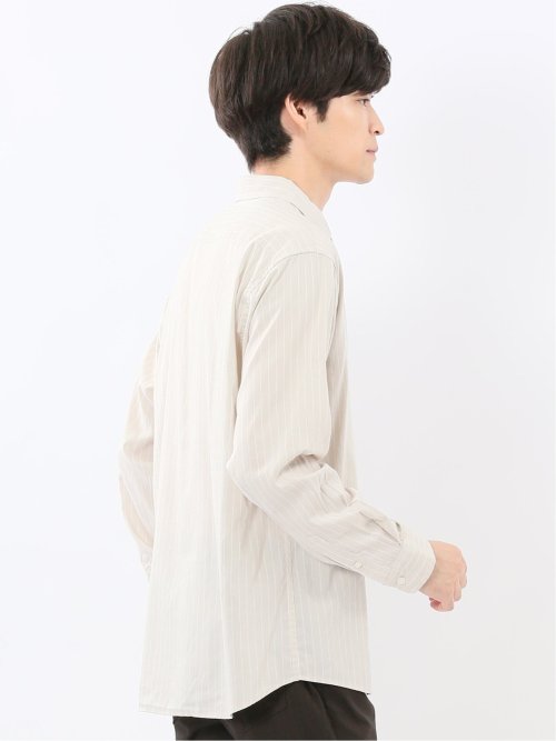 シャンブレーストライプ レギュラーカラー長袖シャツ