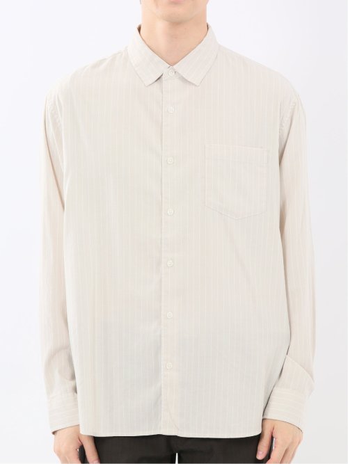 シャンブレーストライプ レギュラーカラー長袖シャツ