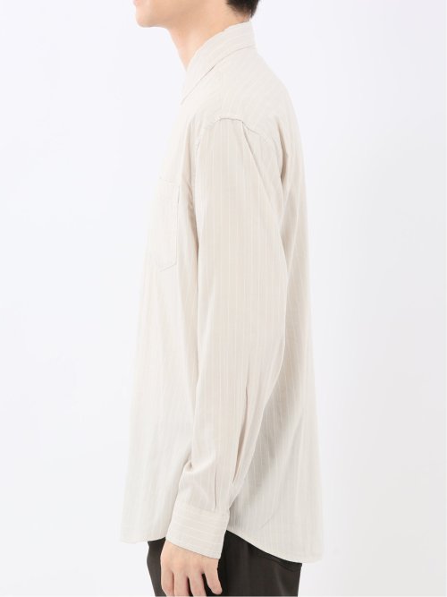 シャンブレーストライプ レギュラーカラー長袖シャツ