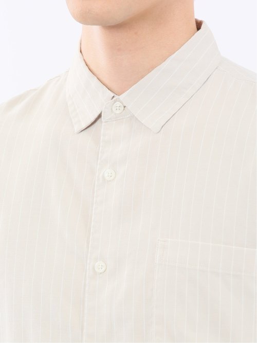 シャンブレーストライプ レギュラーカラー長袖シャツ