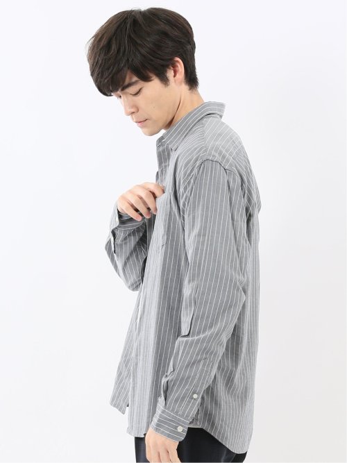 シャンブレーストライプ レギュラーカラー長袖シャツ