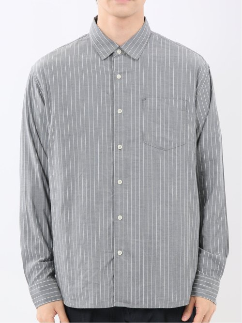 シャンブレーストライプ レギュラーカラー長袖シャツ