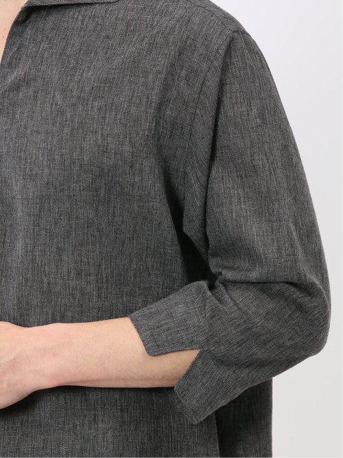 リネン混 プルオーバー 7分袖 シャツ