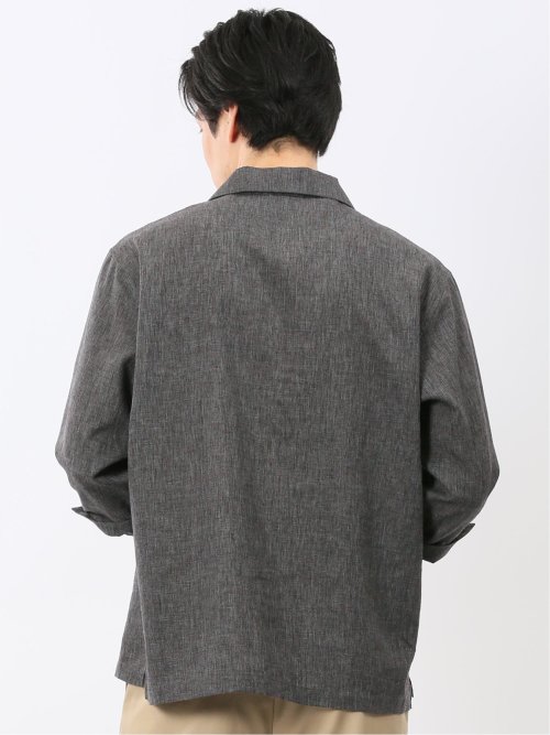 リネン混 プルオーバー 7分袖 シャツ