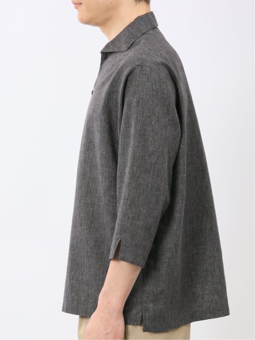 リネン混 プルオーバー 7分袖 シャツ