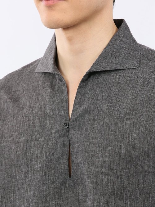 リネン混 プルオーバー 7分袖 シャツ