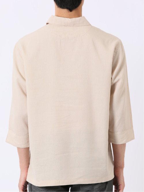 リネン混 プルオーバー 7分袖 シャツ