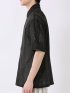 透かし編み ジャガード レギュラーカラー 半袖 シャツ
