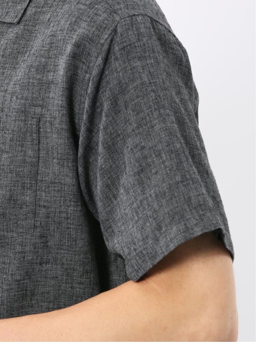 リネン混シャンブレー オープンカラー半袖シャツ